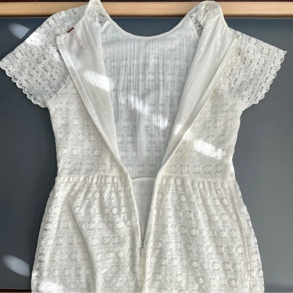 Free People Candy Ivory Lace Vintage Inspired Mini Dress - Picture 8 of 14